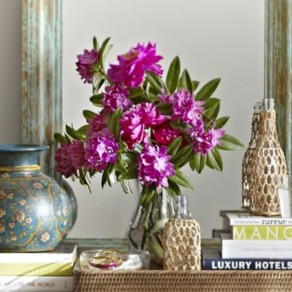 Pottery Barn Other - POTTERY BARN Raffia Wrapped Glass Bottle Vase